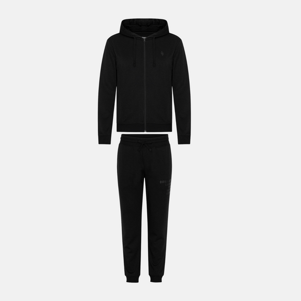 Black bamboo hoodie jogging set with zipper