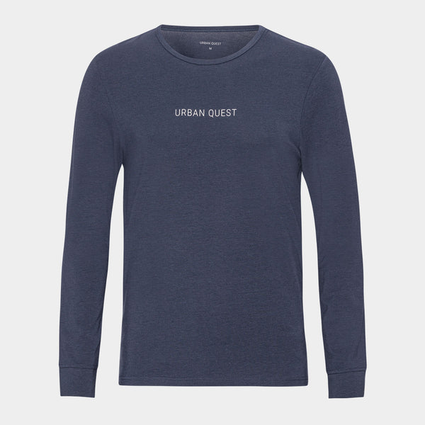Long-sleeved navy bamboo T-shirt