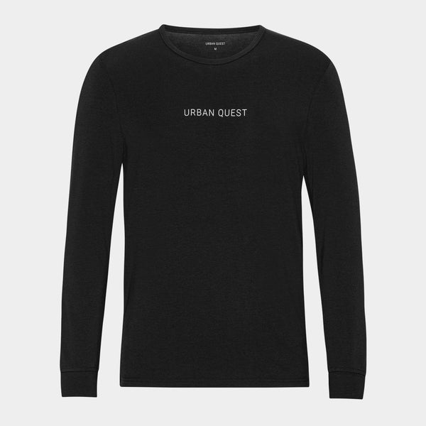 Long-sleeved black bamboo T-shirt