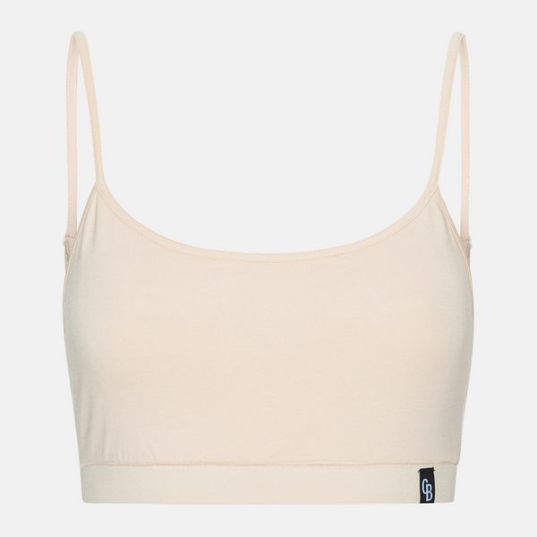 4 pack bamboo bra top with thin straps tan/cream