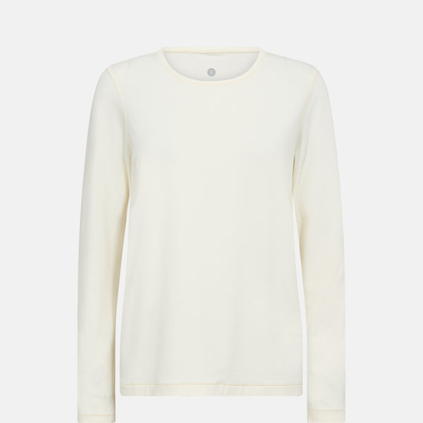 Creme langærmet bambus T-shirt