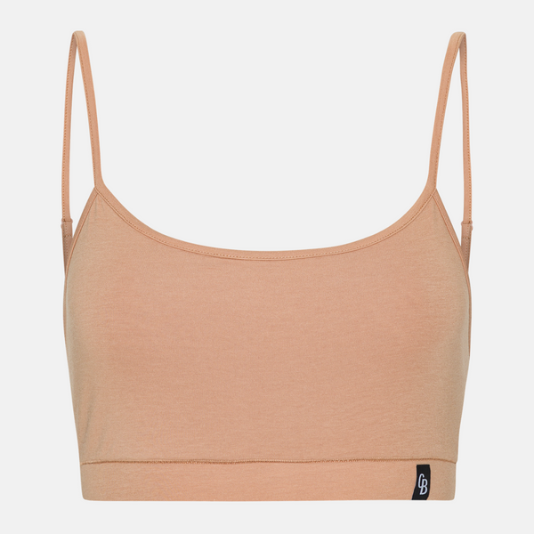 4 pack bamboo bra top with thin straps tan/cream