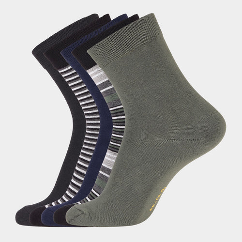 5 par bambus strømper i army og stribe mix 30-33 Copenhagen Bamboo