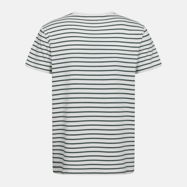 Green/white striped crew neck bamboo t-shirt