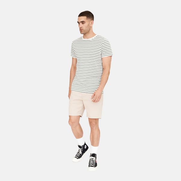 Green/white striped crew neck bamboo t-shirt