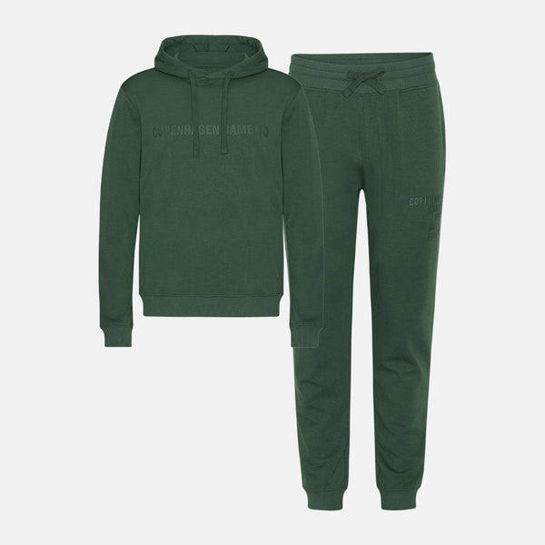 Green bamboo hoodie jogging set with logo
