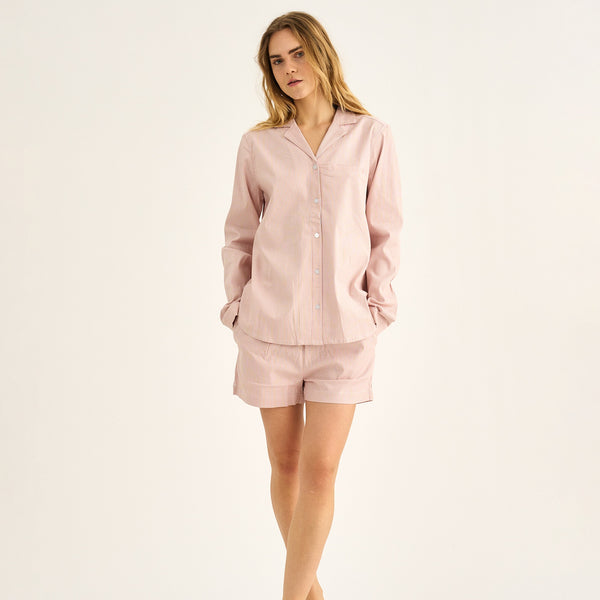Striped long sleeve bamboo nightshirt