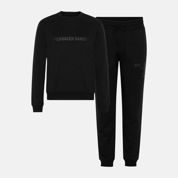 Black bamboo jogging suit with logo
