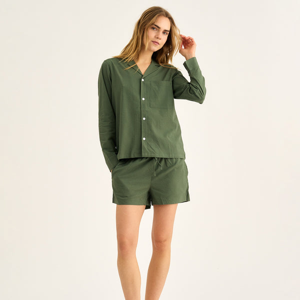 Green long sleeve bamboo nightshirt