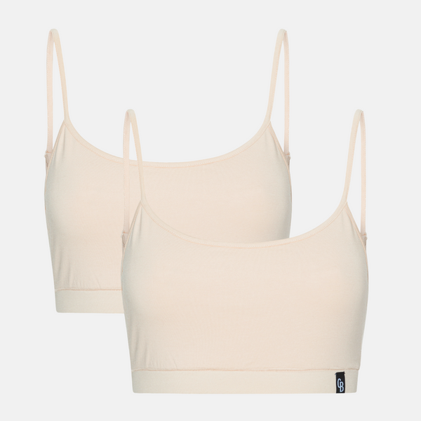 Cream bamboo bra top with thin straps - 2 pack