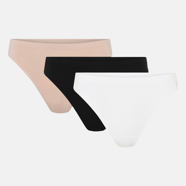 3 pack Bamboo G-string - black-white-nude