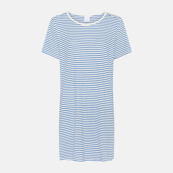 Bea short-sleeved bamboo nightgown - light blue striped