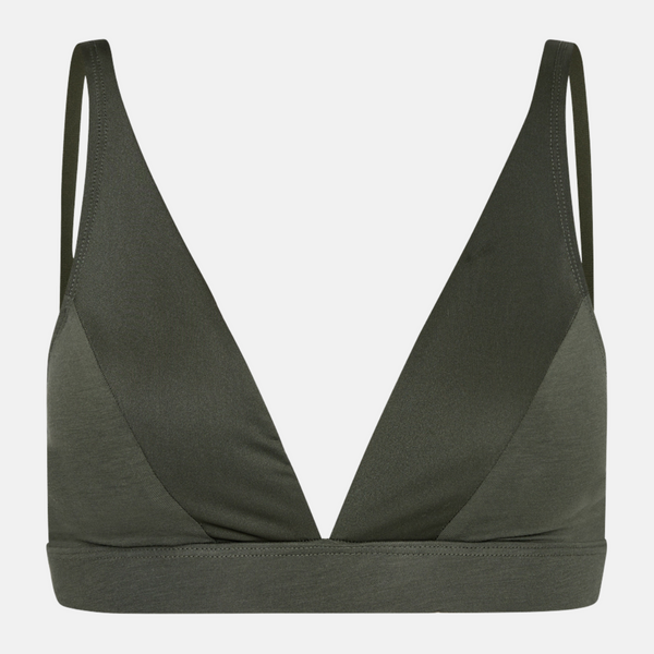Green bamboo triangle bra with feminine details