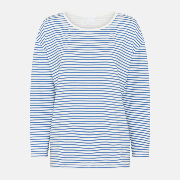 Britt long sleeve bamboo t-shirt - light blue striped