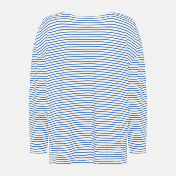 Britt long sleeve bamboo t-shirt - light blue striped