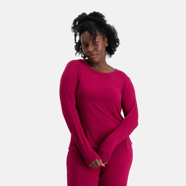 Nina long-sleeved pajama set burgundy