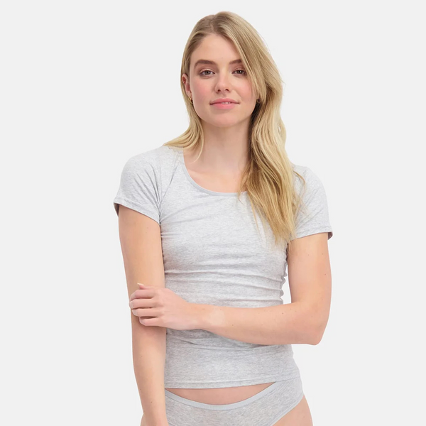 Kate bamboo T-shirt round neck - light gray 2 pack