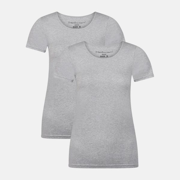 Kate bamboo T-shirt round neck - light gray 2 pack