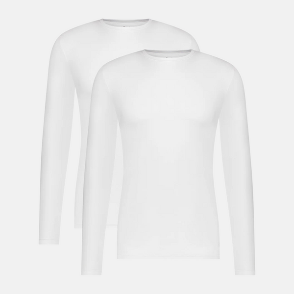 Ralph bamboo long sleeve round neck T-shirt - White 2 pack