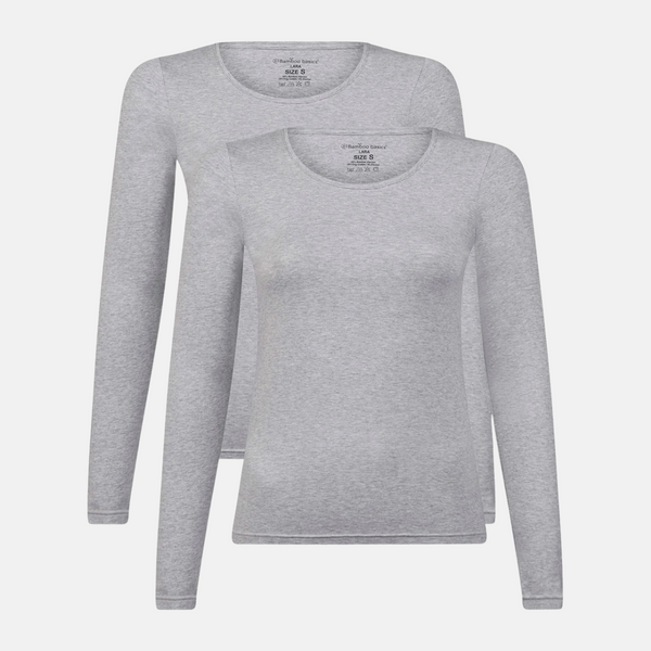 Lara bamboo long sleeve T-shirt - Light grey 2 pack