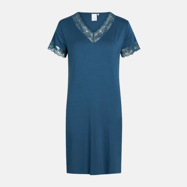 Karita bamboo short-sleeved nightgown - dusty blue