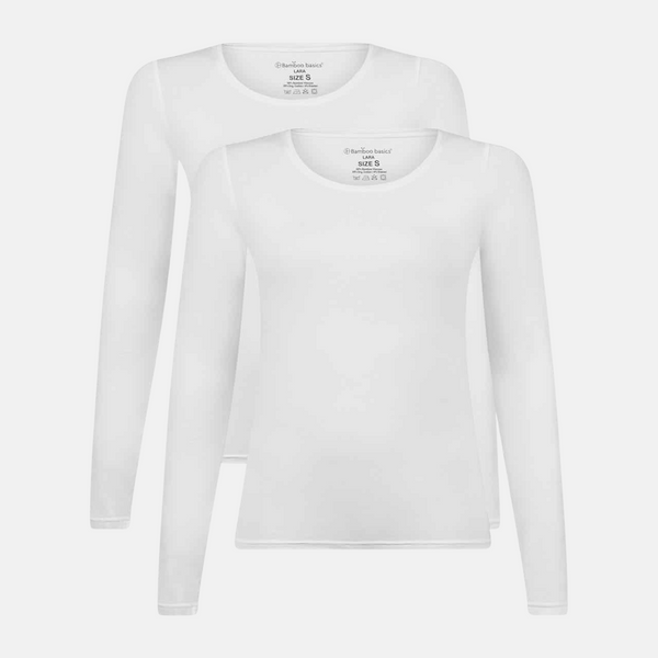 Lara bamboo long sleeve T-shirt - White 2 pack