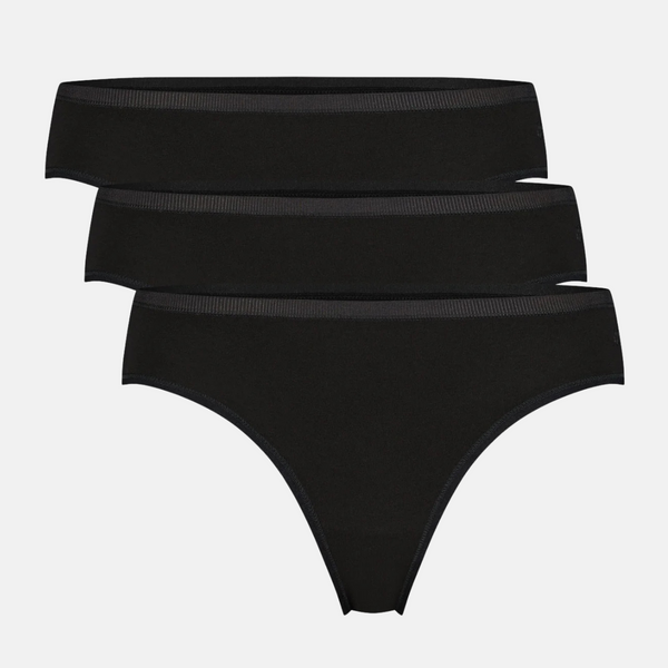 Lola bamboo g-string panties with narrow elastic edge - black 3 pack