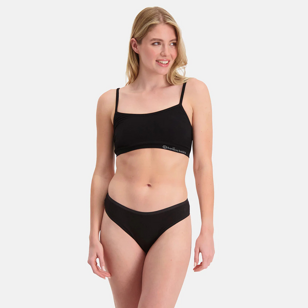 Lola bamboo g-string panties with narrow elastic edge - black 3 pack