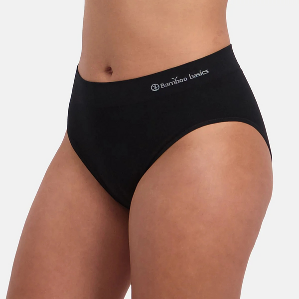 Belle bamboo maxi panties with narrow elastic edge - black 3 pack