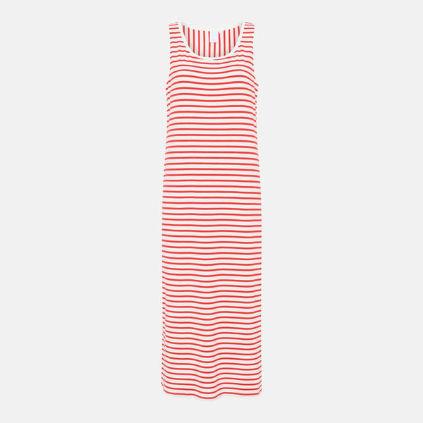 Anna bamboo dress with wide straps - Red striped
