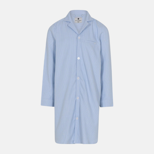 Light blue striped long bamboo nightgown