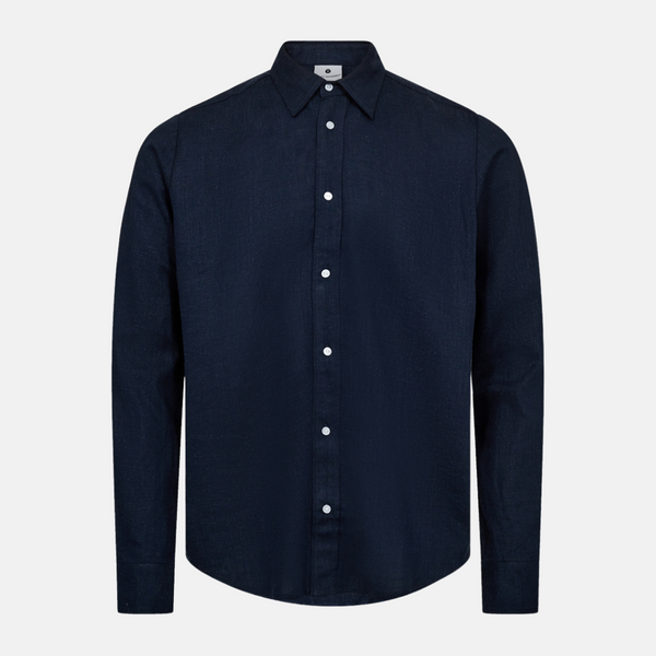 Navy shirt in bamboo and linen