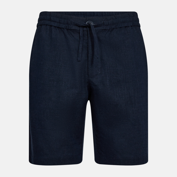 Navy shorts in bamboo and linen