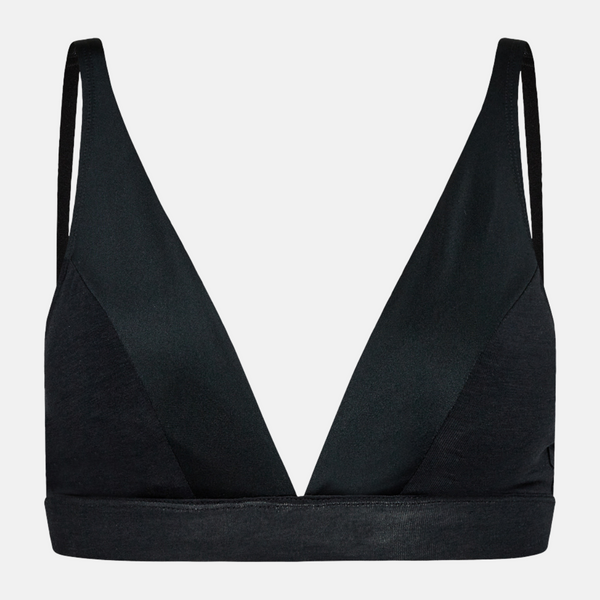 Black bamboo triangle bra with feminine details