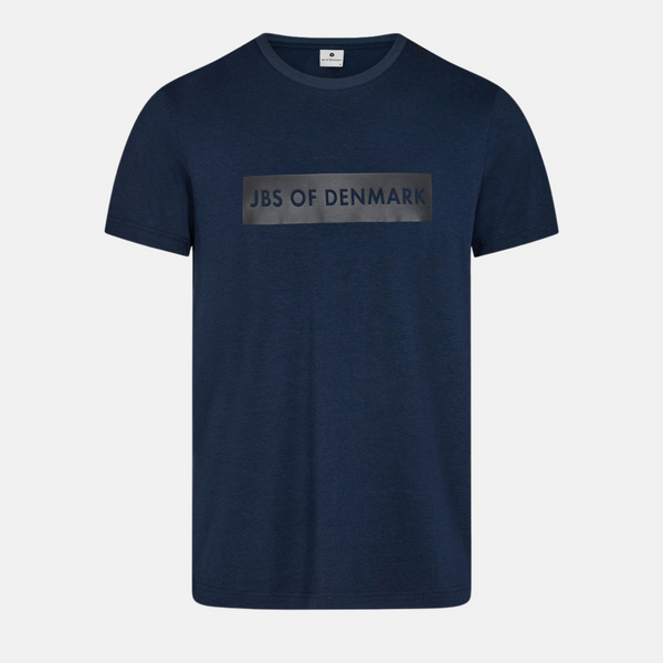 Navy blue crew neck bamboo T-shirt with print