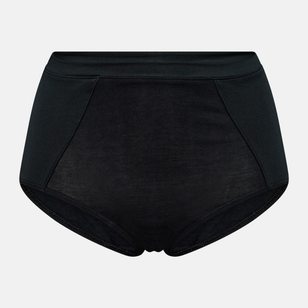 Black Bamboo maxi panties with feminine details
