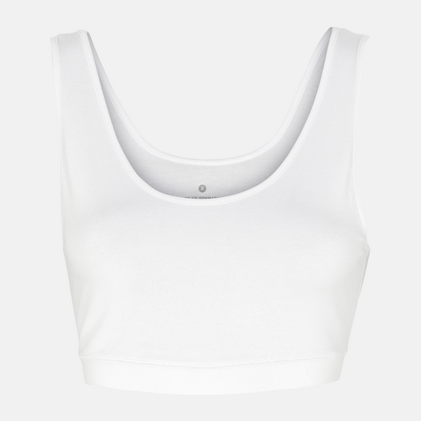 White bamboo bra top with wide straps