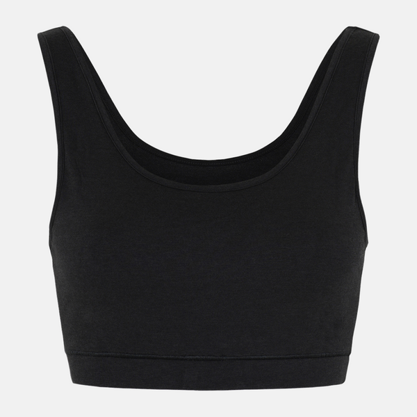 Black bra top in bamboo with wide straps
