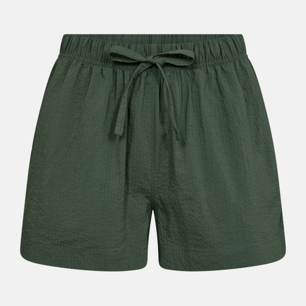 Green bamboo shorts in seersucker quality