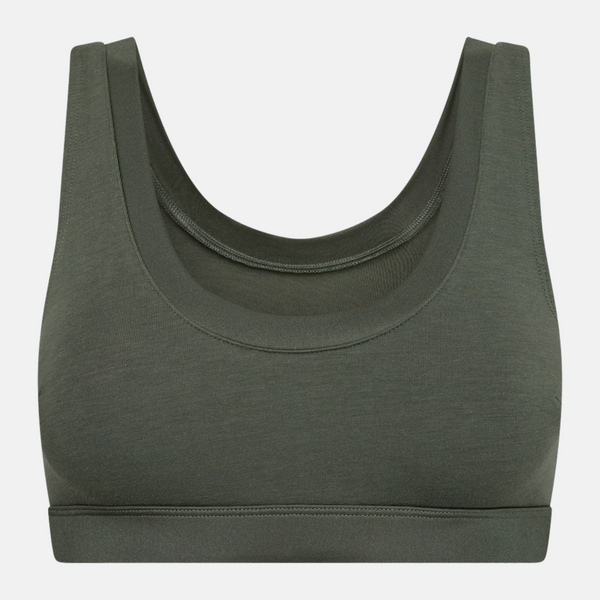 Green bamboo bra top with feminine details
