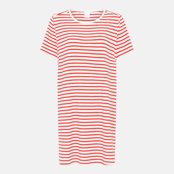 Bea short-sleeved bamboo nightgown - Red striped
