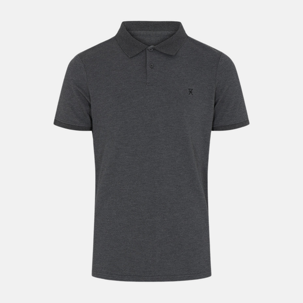 Dark grey pique bamboo polo shirt
