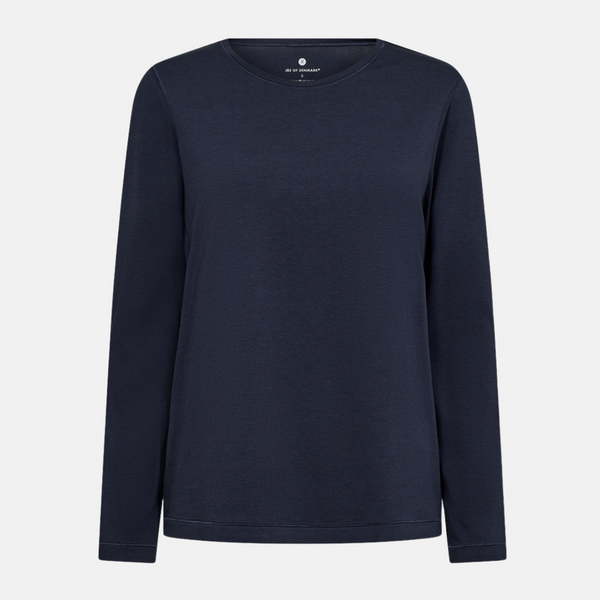 Navy long sleeve bamboo T-shirt with round neck