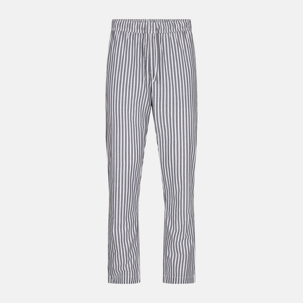 Bamboo pajama pants with wide white and gray stripes