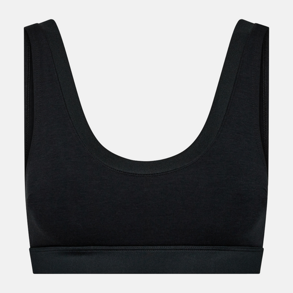 Black bamboo bra top with feminine details