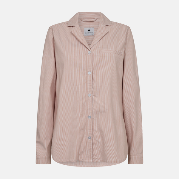 Pink striped bamboo long-sleeved nightgown