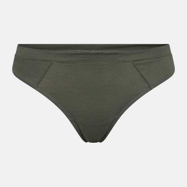 Green bamboo thong panties with feminine details