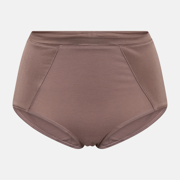 Taupe Bamboo maxi panties with feminine details