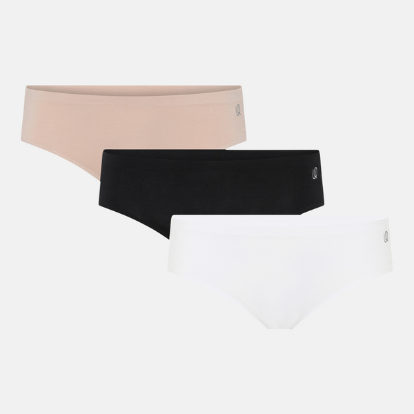 3 pack Bamboo tai panties - black-white-nude