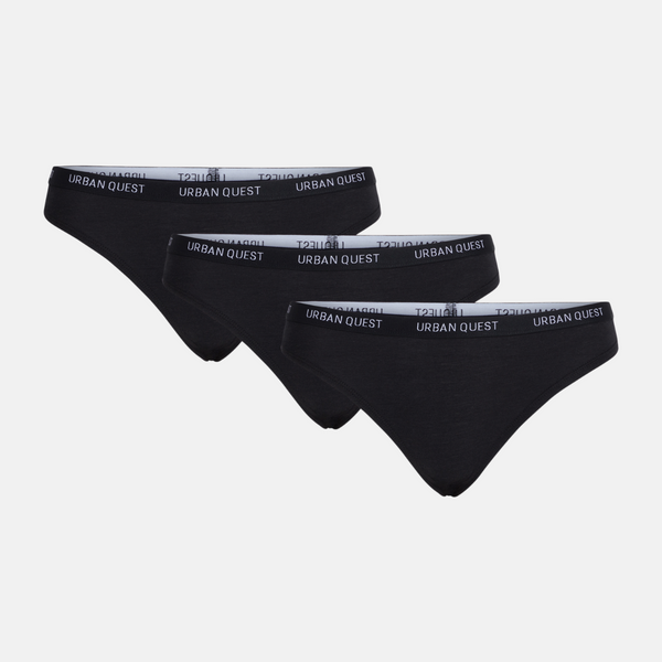 Bamboo thong 3 pack - black
